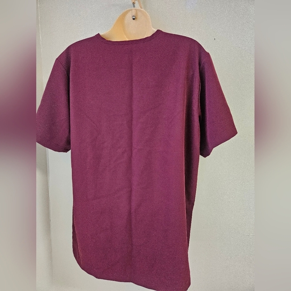 Figs Scrubs Short Sleeve Tee Unisex  S Burgundy  with Relaxed Fit - Picture 2 of 7